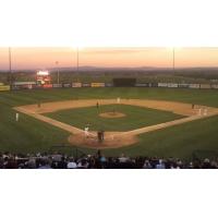 Smoke is in the air at Gesa Stadium, home of the Tri-City Dust Devils