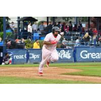 Reading Fightin Phils catcher Deivi Grullon runs to first