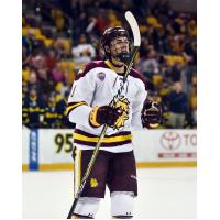 Forward Avery Peterson with the University of Minnesota-Duluth