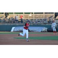 Sam Huff of the Hickory Crawdads round the bases