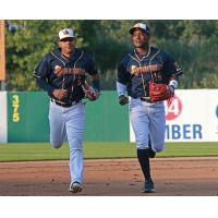 Yadiel Hernandez (left) and Victor Robles of the Syracuse Salt Potatoes