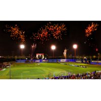 Fireworks fill the sky at Cashman Field, home of Las Vegas Lights FC