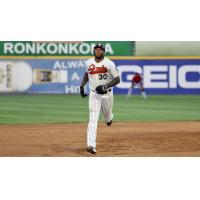 David Washington of the Long Island Ducks rounds the bases