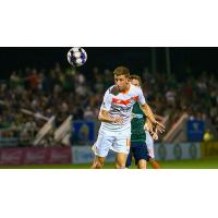 Josh Morton of Tulsa Roughnecks FC delivers a header in a 3-2 loss to Saint Louis FC