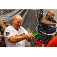 Memphis Redbirds celebrate in the locker room