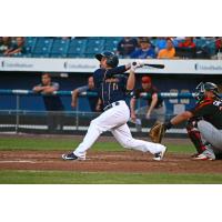 Tuffy Gosewisch of the Syracuse Salt Potatoes hits a walk-off single in the 11th inning