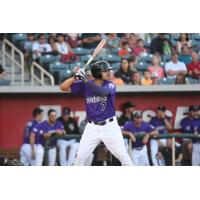 Josh Fuentes of the Albuquerque Isotopes at bat