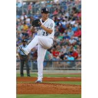 Biloxi Shuckers pitcher Zack Brown on the mound