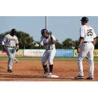 Charleston RiverDogs right fielder Frederick Cuevas on base