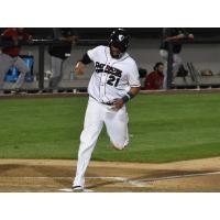 Nate Coronado of the Somerset Patriots scores