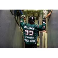 Cam Milligan enters the field for the Whitby Steelhawks