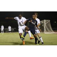 Colorado Springs Switchbacks battle for possession vs. LA Galaxy II