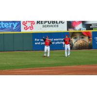 Hickory Crawdads in the outfield