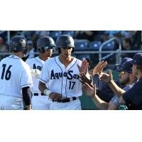 Everett AquaSox 1B Nick Rodriguez gives high fives