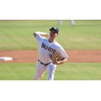 Charleston RiverDogs pitcher Shawn Semple fires away