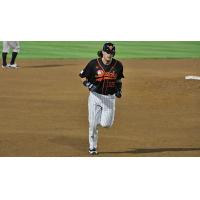 Taylor Ard of the Long Island Ducks rounds the bases after his solo homer