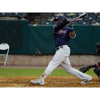 Nate Coronado of the Somerset Patriots takes a big swing