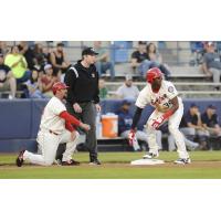 Spokane Indians RF Starling Joseph on base