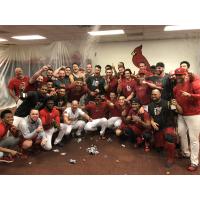 Memphis Redbirds celebrate PCL Championship Series berth in the locker room