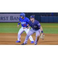 Keibert Ruiz of the Tulsa Drillers leads off first