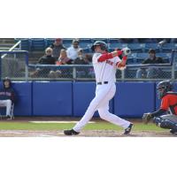 Salem Red Sox third baseman Bobby Dalbec takes a big swing