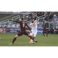 Joaquin Rivas of the Tulsa Roughnecks dribbles around Sacramento Republic FC