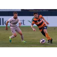 Michael Gamble of the Tulsa Roughnecks (right) vs. Sacramento Republic FC