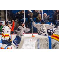 Tulsa Oilers forward Bobby Watson celebrates a goal