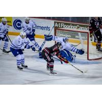 Niagara IceDogs take a shot against the Mississauga Steelheads