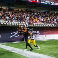 B.C. Lions receiver Bryan Burnham vs. the Hamilton Tiger-Cats