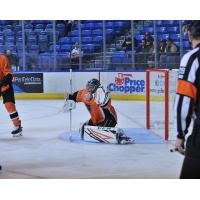 Lehigh Valley Phantoms goaltender Branden Komm vs. the Wilkes-Barre/Scranton Penguins in the preseason opener