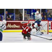 Vancouver Giants defenceman Bowen Byram vs. the Seattle Thunderbirds