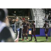 Sacramento Republic FC celebrates a goal with the fans