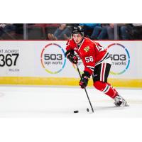 Clay Hanus of the Portland Winterhawks handles the puck