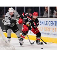 Grand Rapids Griffins C Wade Megan handles the puck against the San Antonio Rampage