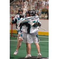 Rochester Knighthawks celebrate a goal