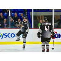 Davis Koch of the Vancouver Giants celebrates a goal