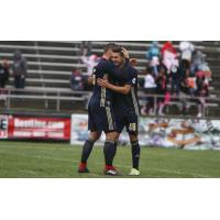 Bethlehem Steel FC celebrate Michee Ngalina's goal vs. the Tampa Bay Rowdies